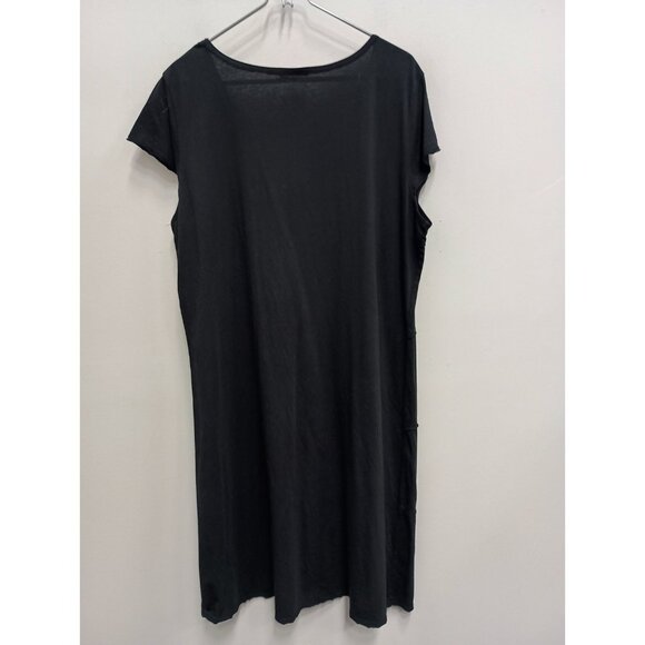 ICantoo Womens T-Shirt Dress Large Black Minimalist Capsule Midi Cap Sleeve - Picture 8 of 9